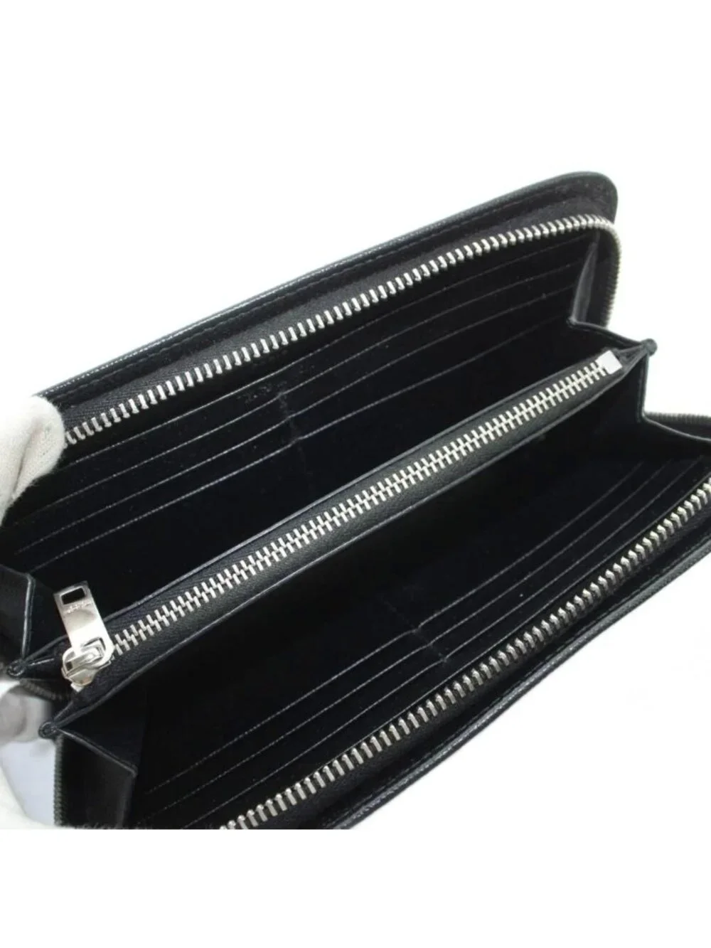 Saint Laurent Paris Wallet Logo Leather Zip Around Black - Picture 5 of 9